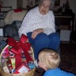 Mrs. Nelson and John Thomas enjoy a special gift basket together.