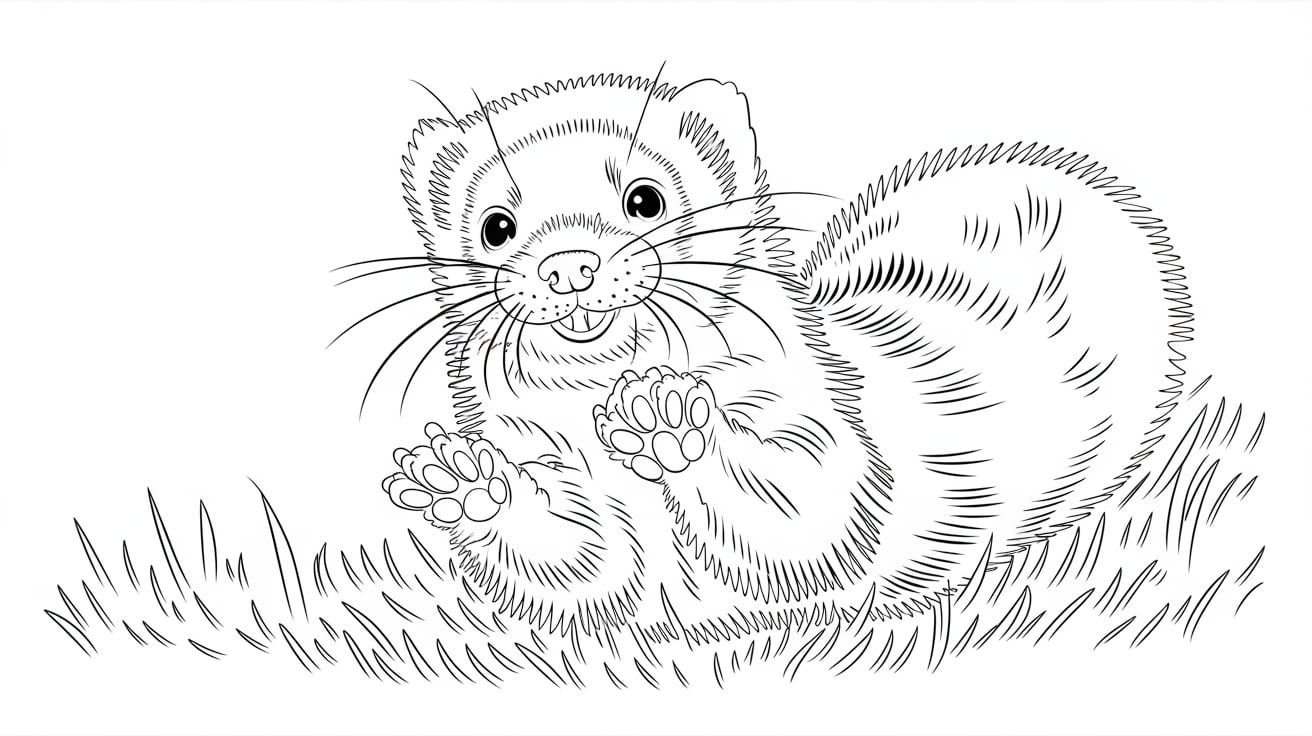 Ferret_Rolling_in_Grass