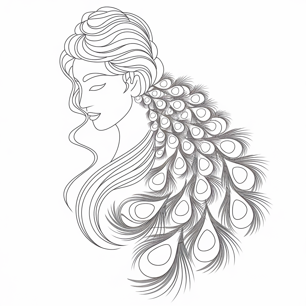 Indian_Womans_Hair_Styled_Like_a_Peacocks_Tail