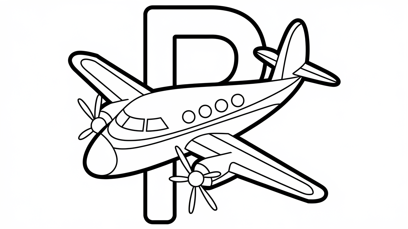 Letter_P_Airplane_Coloring_Page