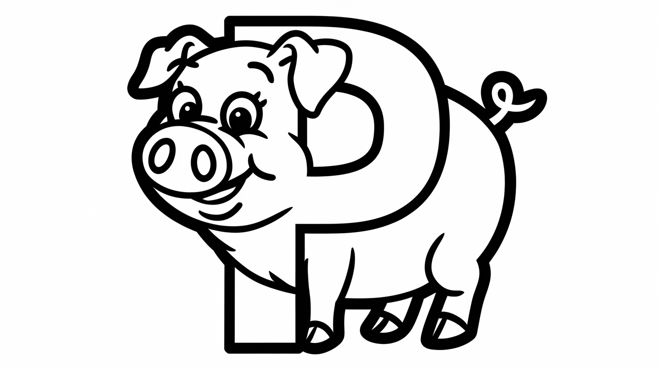 Letter_P_Pig_Coloring_Page