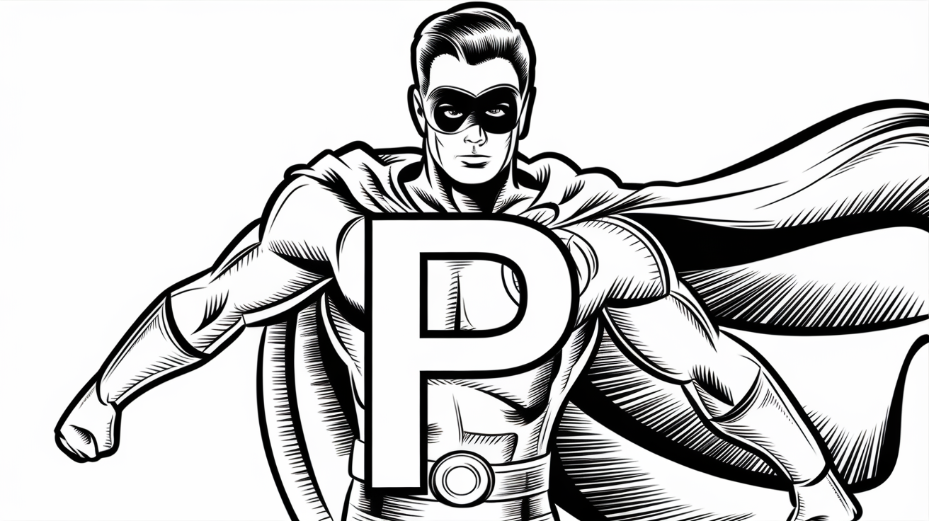 Letter_P_Superhero_Coloring_Page