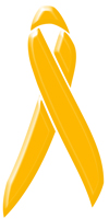 Gold ribbon for cancer