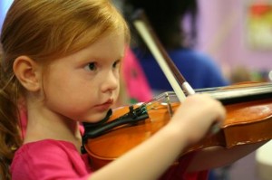 Pre-concert instrument petting zoo