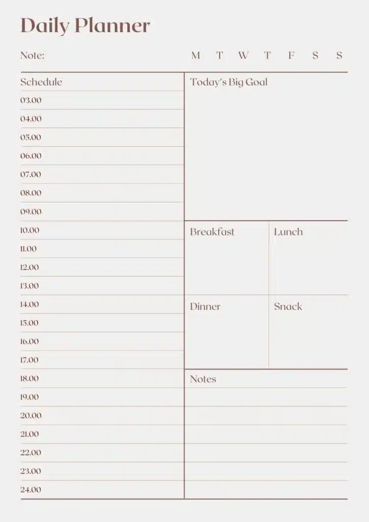 Beige Colored Daily Calendar