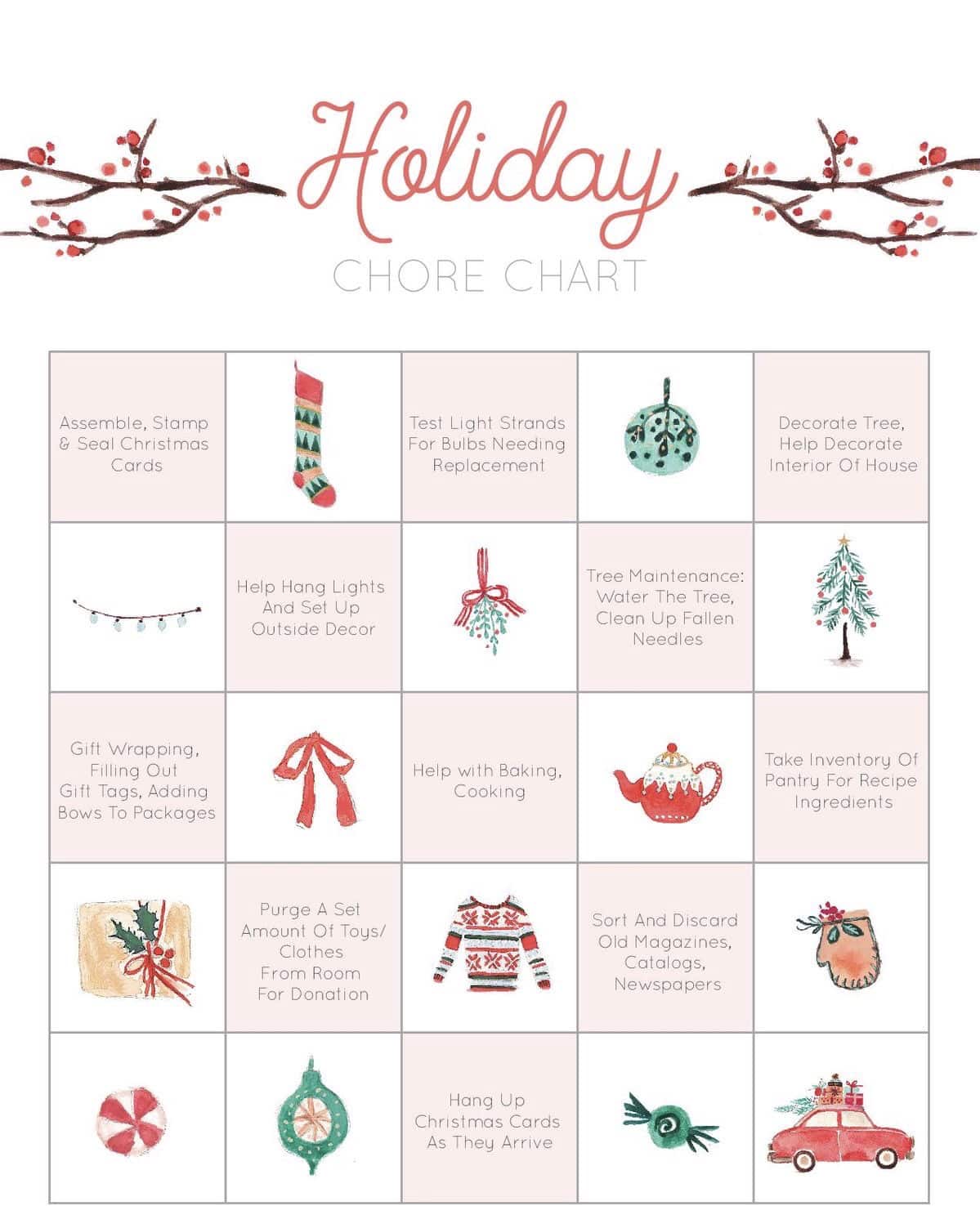 Holiday Chore Chart