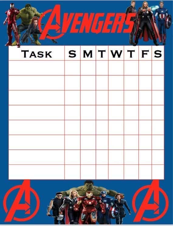Superheroes Chore Chart