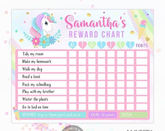 Unicorn Chore Chart
