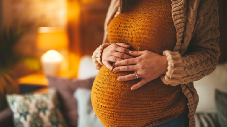 six months pregnant