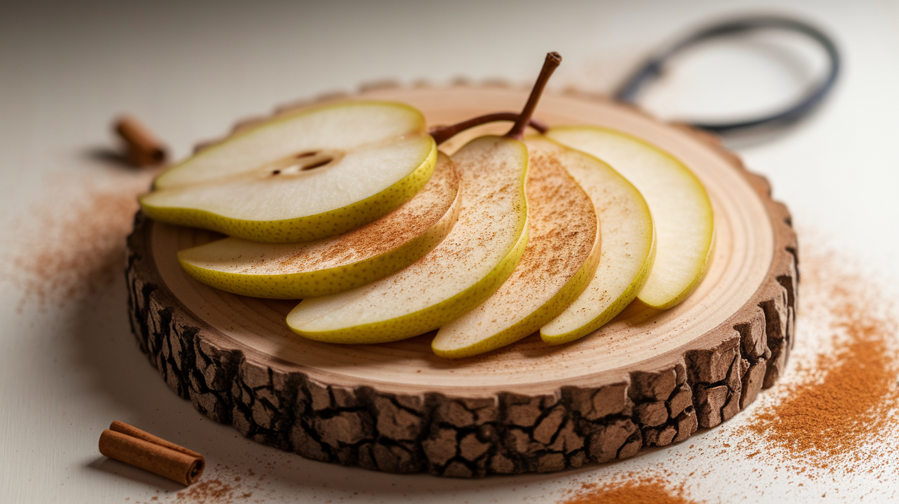 Pear Slices with Cinnamon Dust