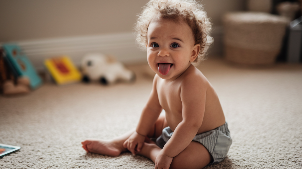 baby sticking tongue out