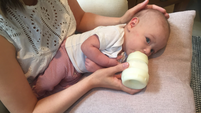 side lying bottle feeding