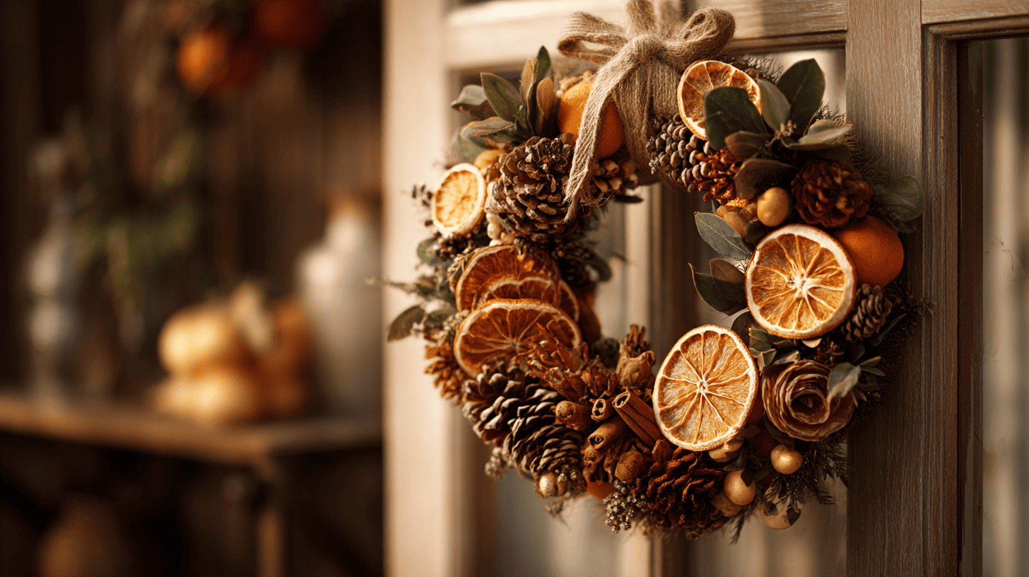 Dried Orange Slice Wreath With Leaves Flowers And Cinnamon
