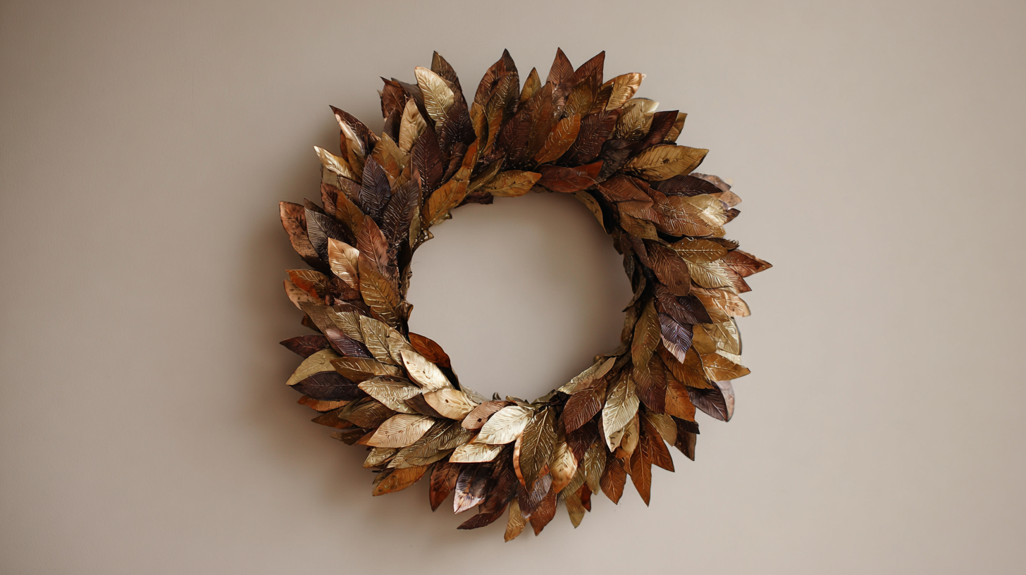 Metallic Leaf Modern Wreath With Gold Bronze Copper Leaves