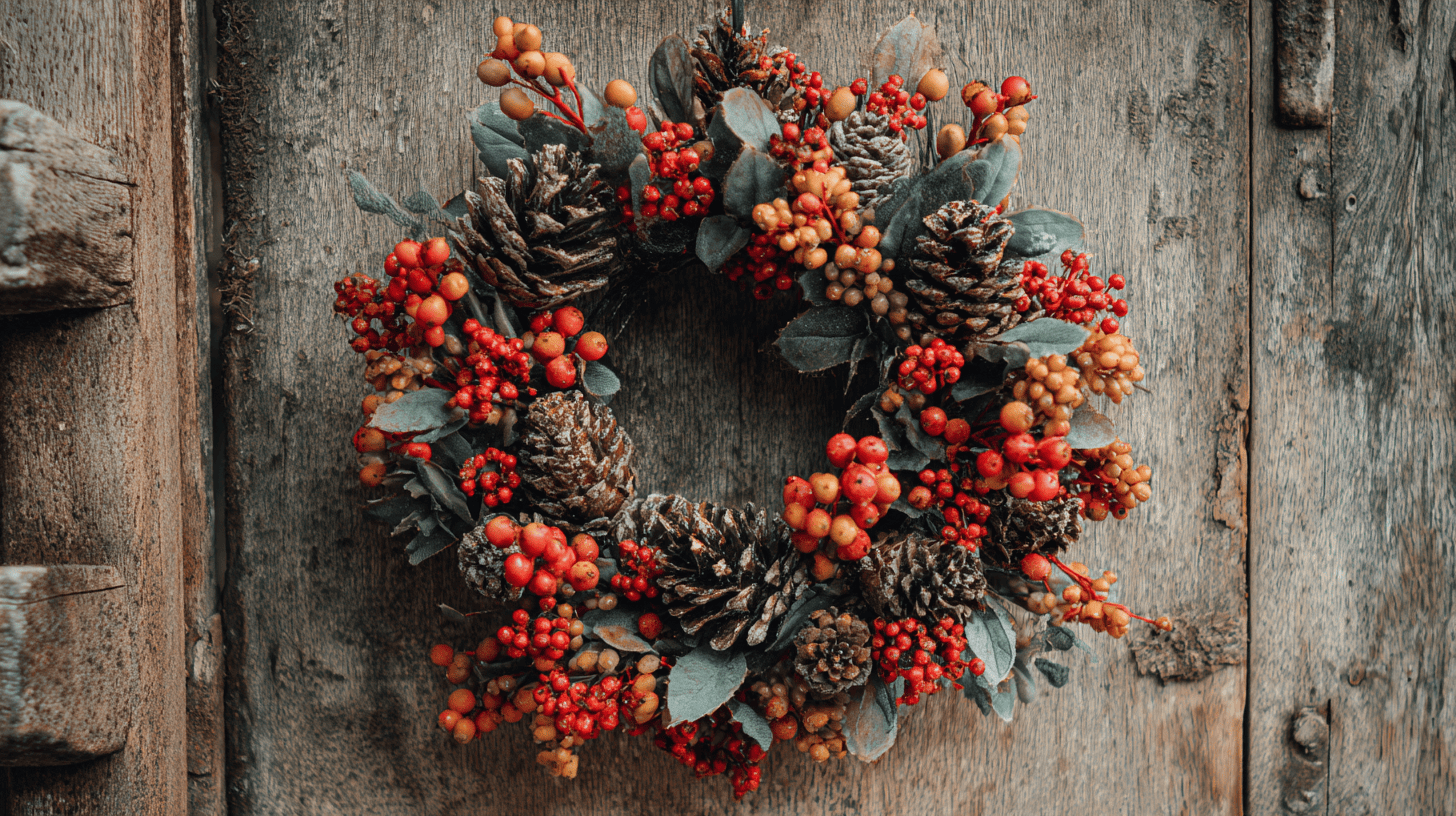 Pinecone Berry Woodland Wreath With Autumn Leaves